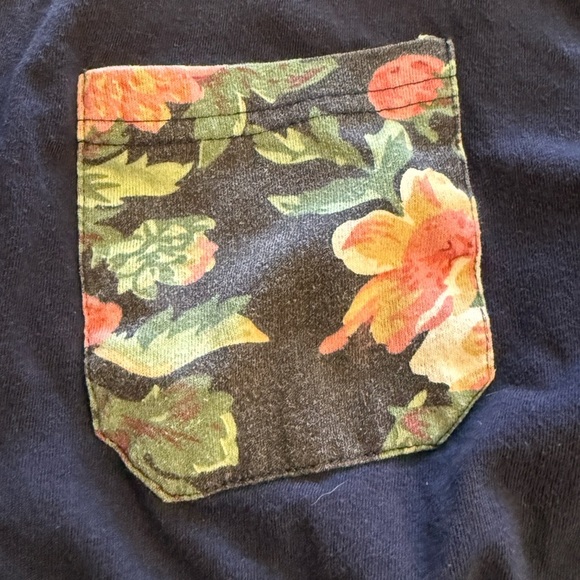 5/$25 Classic Navy Tee with Floral Accent Pocket - Picture 3 of 5